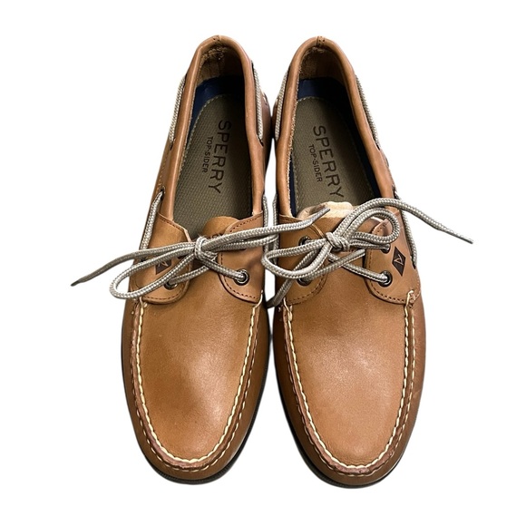 Sperry men’s NWOT top sider authentic original two eye tan leather boat shoes - Picture 3 of 9